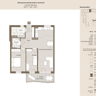 1 bis 5 Zimmer-Wohnungen zwischen 36 m² und 133 m² mit Fußbodenheizung und Balkon oder Terrasse für Singles, Paare, Rentner sowie Familien
