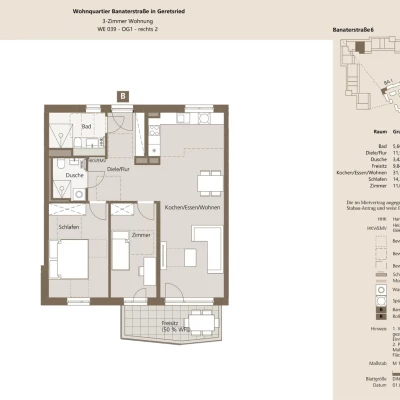 1 bis 5 Zimmer-Wohnungen zwischen 36 m² und 133 m² mit Fußbodenheizung und Balkon oder Terrasse für Singles, Paare, Rentner sowie Familien