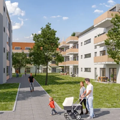 2 bis 5 Zimmer-Wohnungen zwischen 50 m² und 110 m² mit Fußbodenheizung und Balkon oder Terrasse für Singles, Paare, Rentner sowie Familien