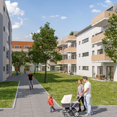 2 bis 5 Zimmer-Wohnungen zwischen 50 m² und 110 m² mit Fußbodenheizung und Balkon oder Terrasse für Singles, Paare, Rentner sowie Familien